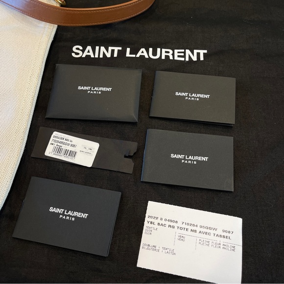 NWT Saint Laurent Universite North South Foldable Tote Bag Canvas Smooth Leather - Picture 16 of 16